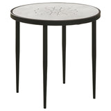 Kofi Round Marble Top Side Table White and Black