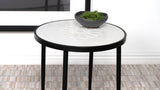 Kofi Round Marble Top Side Table White and Black