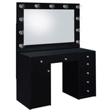 Acena 7-drawer Vanity Set with Lighting Black High Gloss