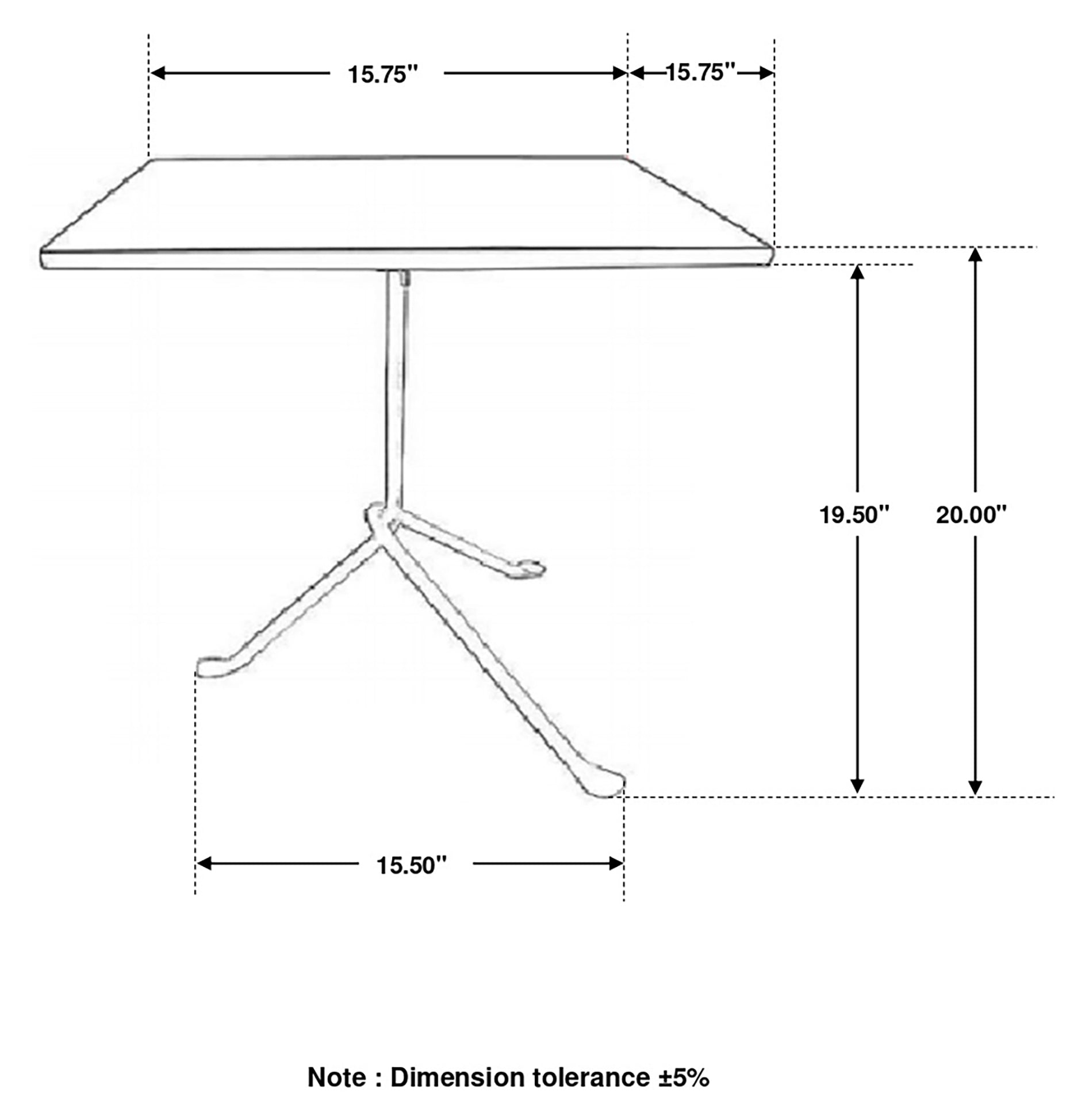 Heitor Square Accent Table with Tripod Legs Dark Brown and Gunmetal