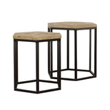 Adger 2-piece Hexagon Nesting Tables Natural and Black