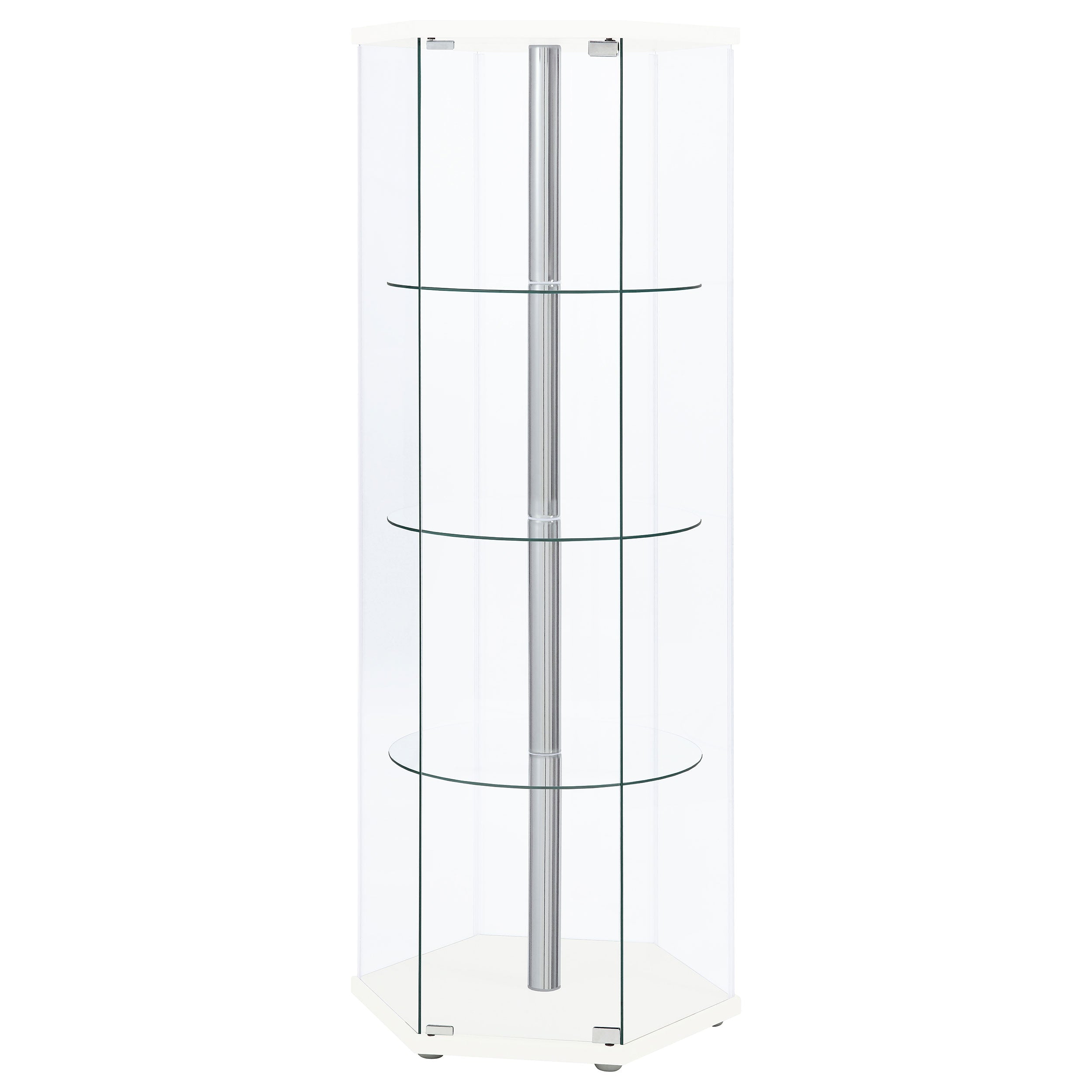 Zahavah 4-shelf Hexagon Shaped Curio Cabinet White and Clear