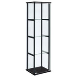 Cyclamen 4-shelf Glass Curio Cabinet Black and Clear