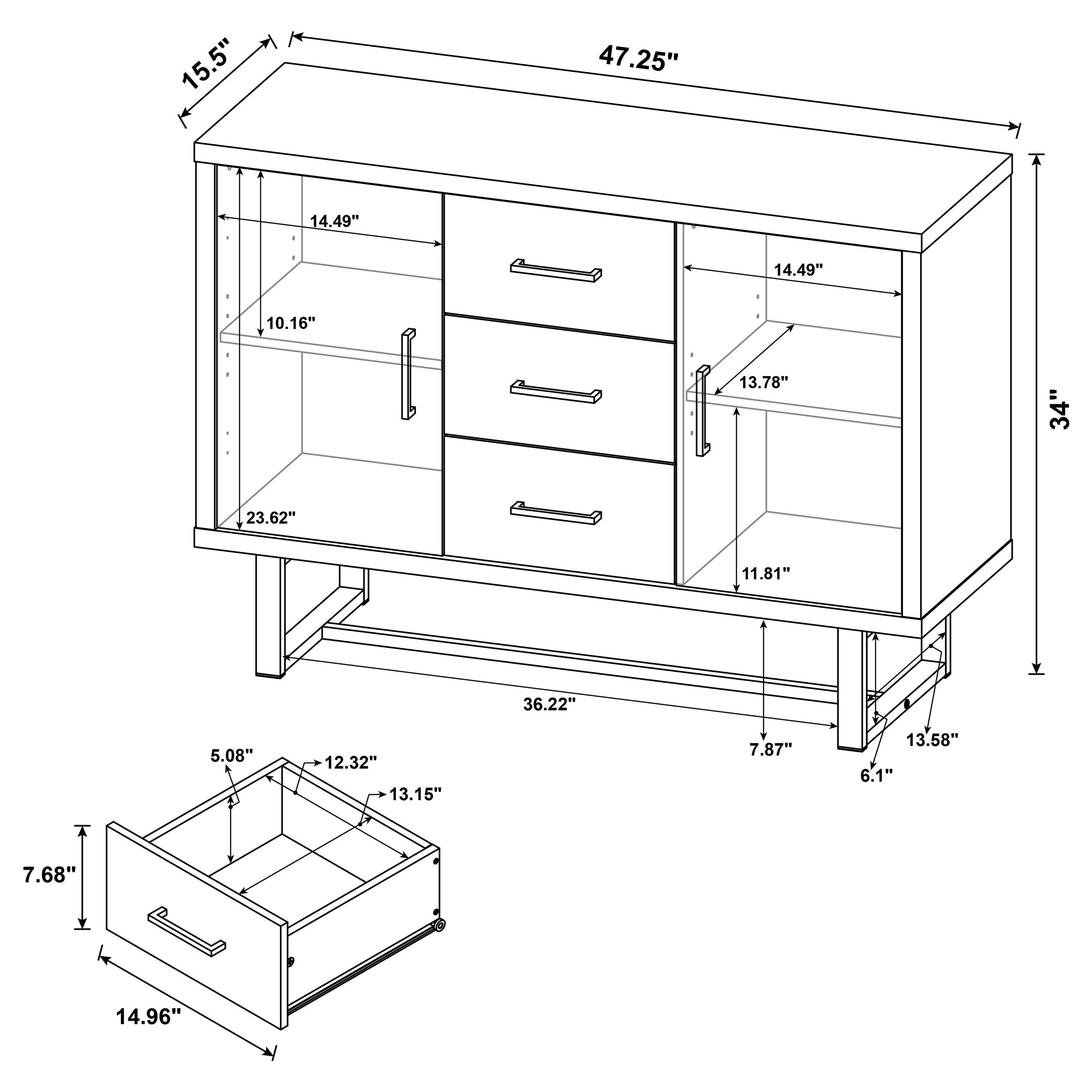 Abelardo 3-drawer Accent Cabinet Weathered Oak and Cement