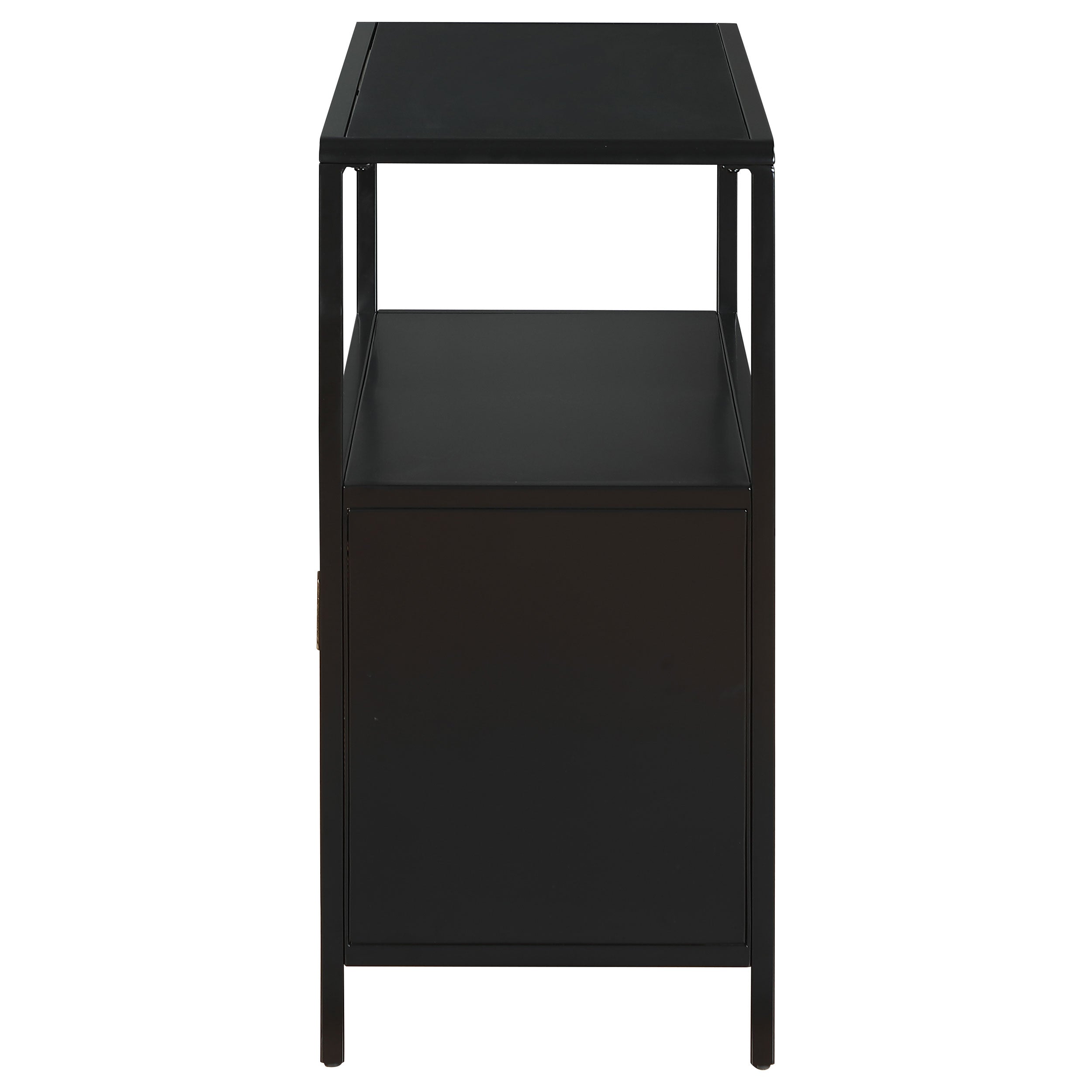Amherst 3-shelf Radio Weave Cane Metal Accent Cabinet Black