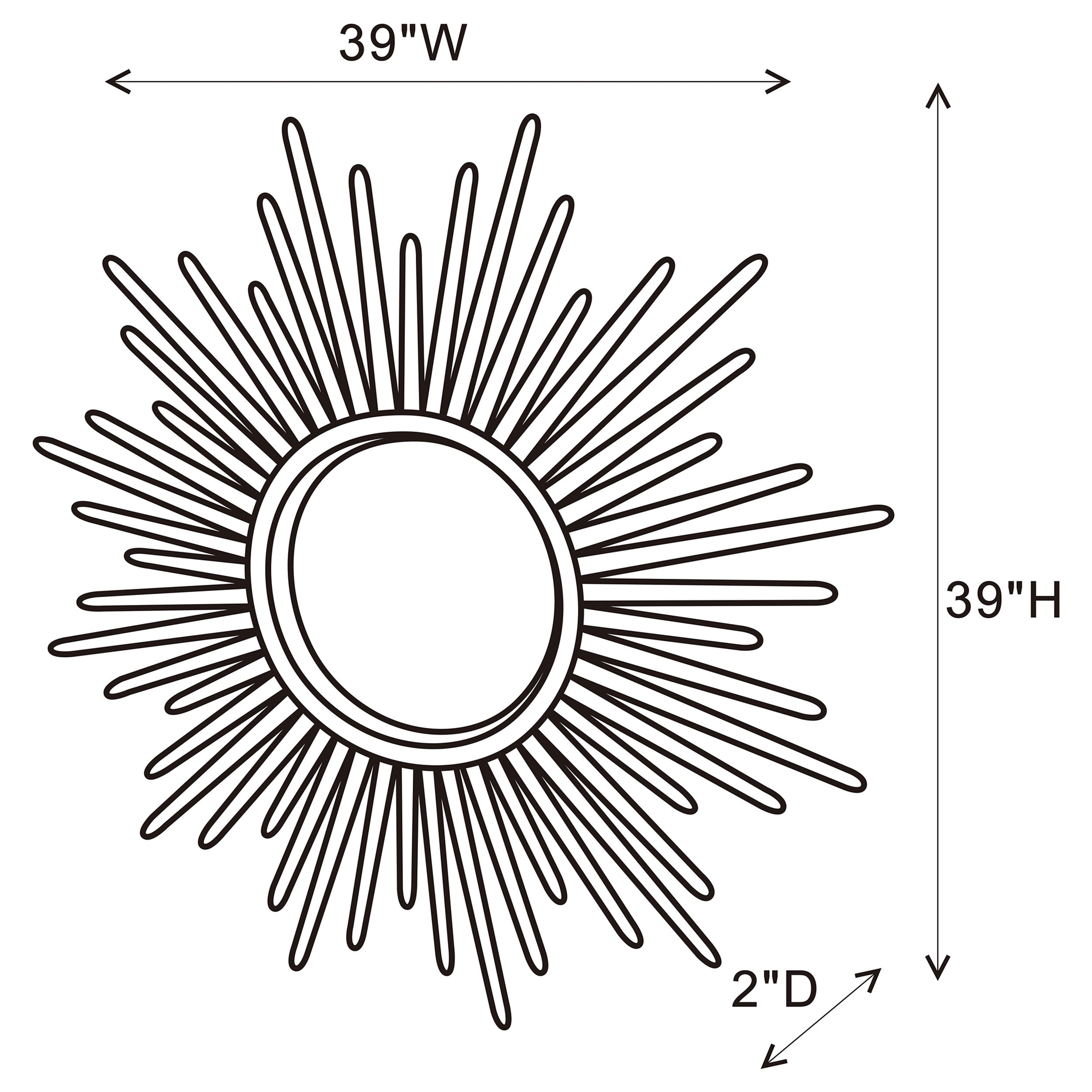 Beiwen Sunburst Wall Mirror Champagne and Silver