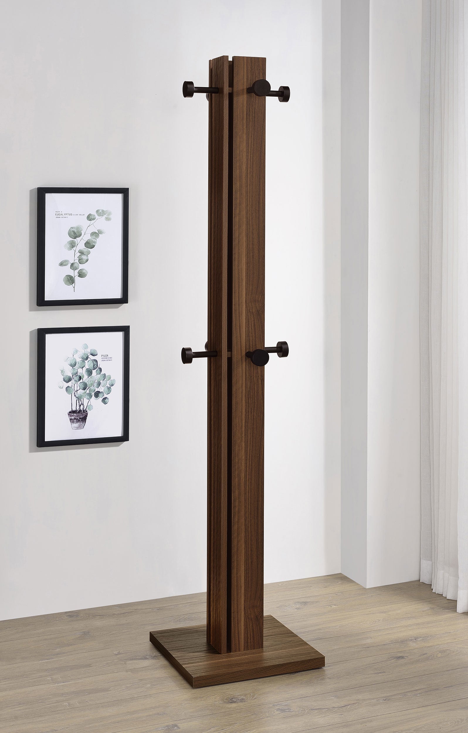 Rikkie Walnut Coat Rack Walnut and Mirror