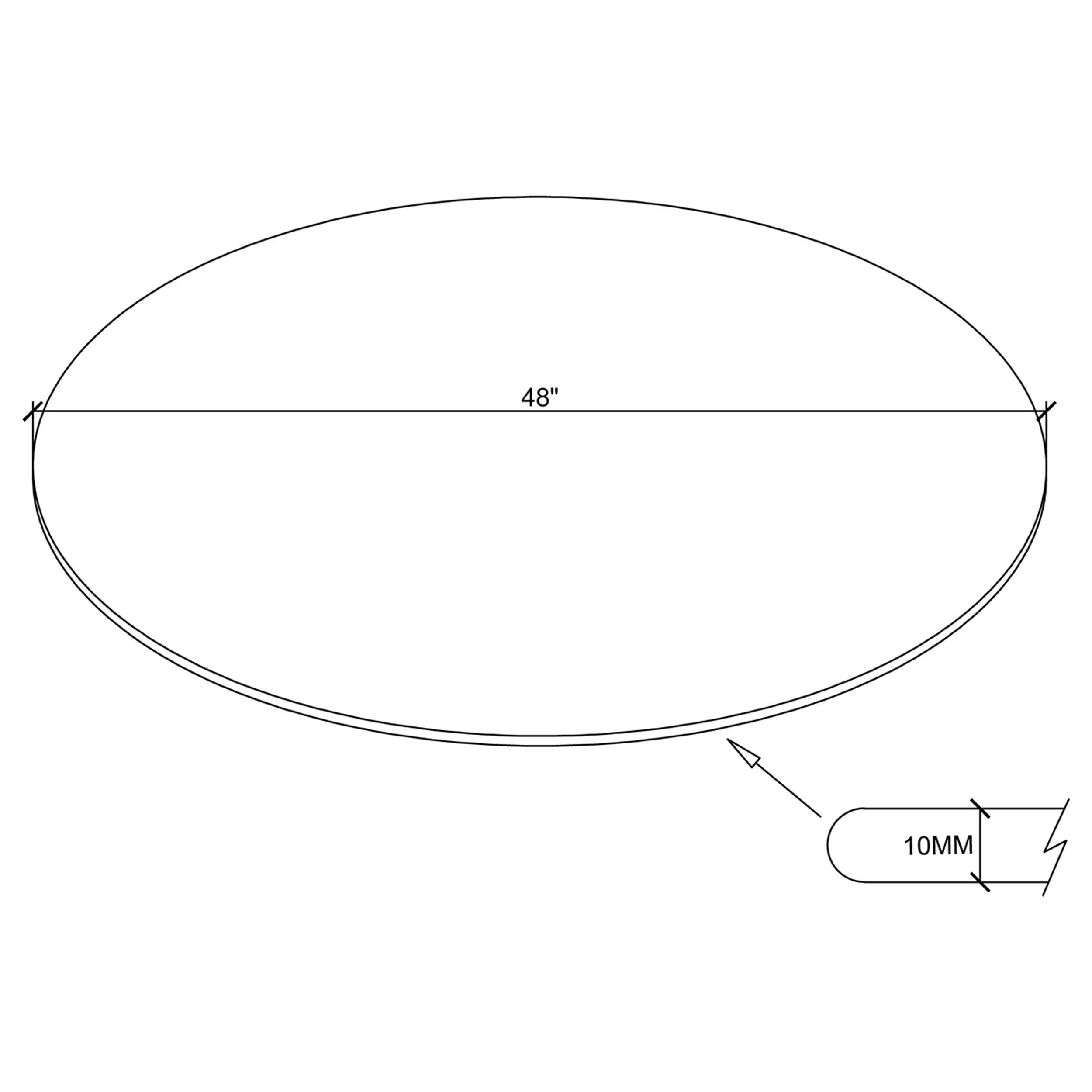 52-inch 12mm Round Clear Tempered Glass Top