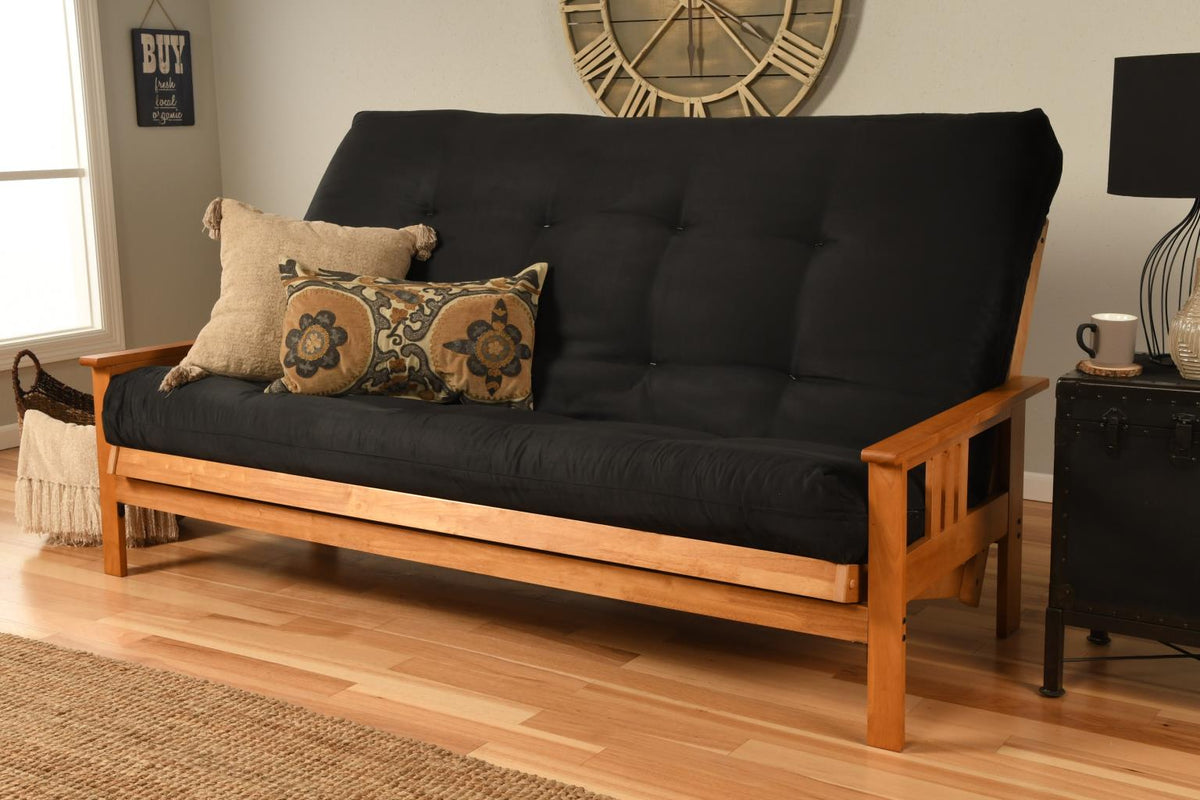 #6000 276 Coil Hinged Queen-size Futon Mattress in Suede Black