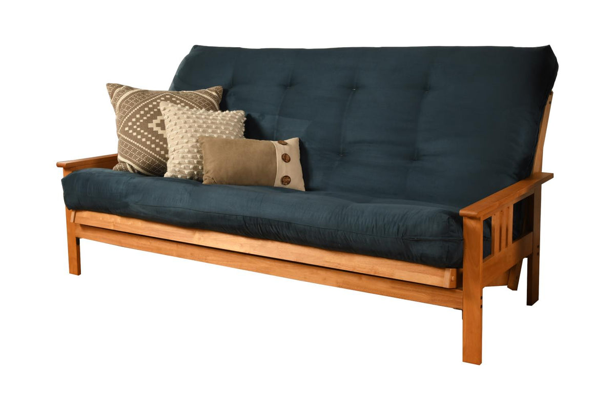 #6000 276 Coil Hinged Queen-size Futon Mattress in Suede Navy