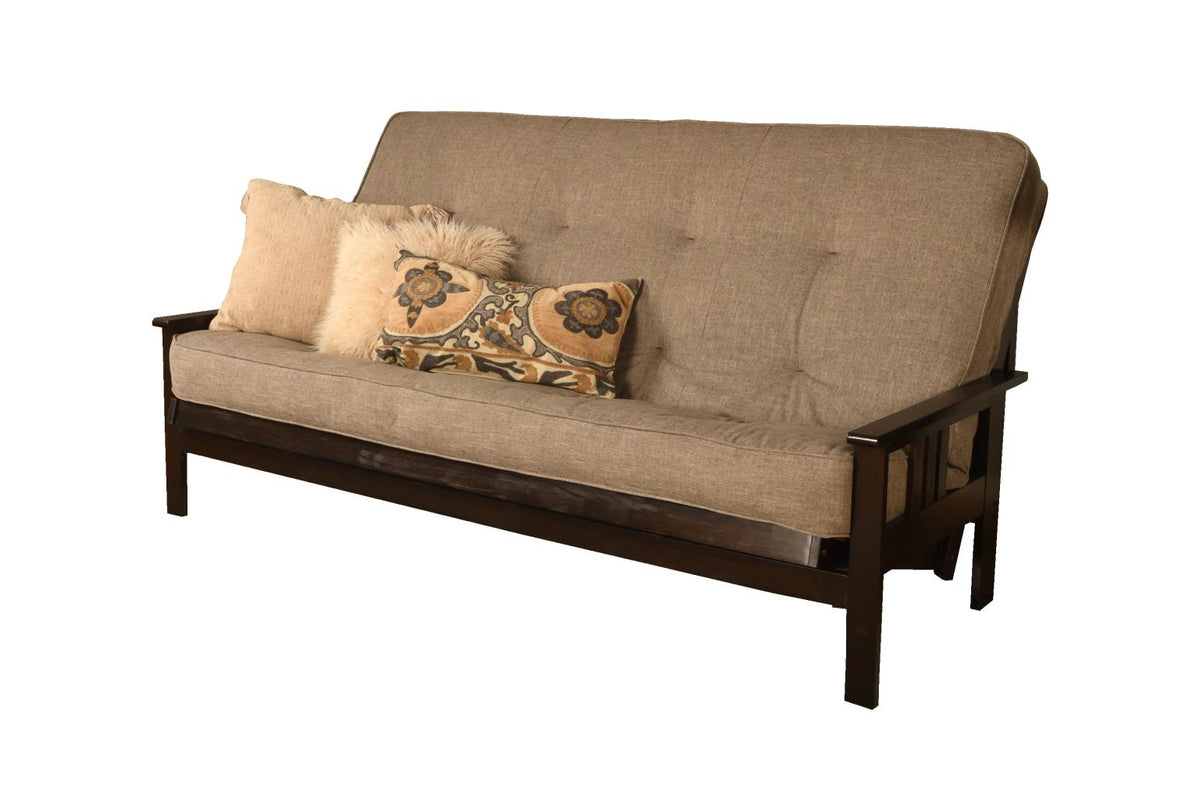 #6000 276 Coil Hinged Queen-size Futon Mattress in Linen Stone