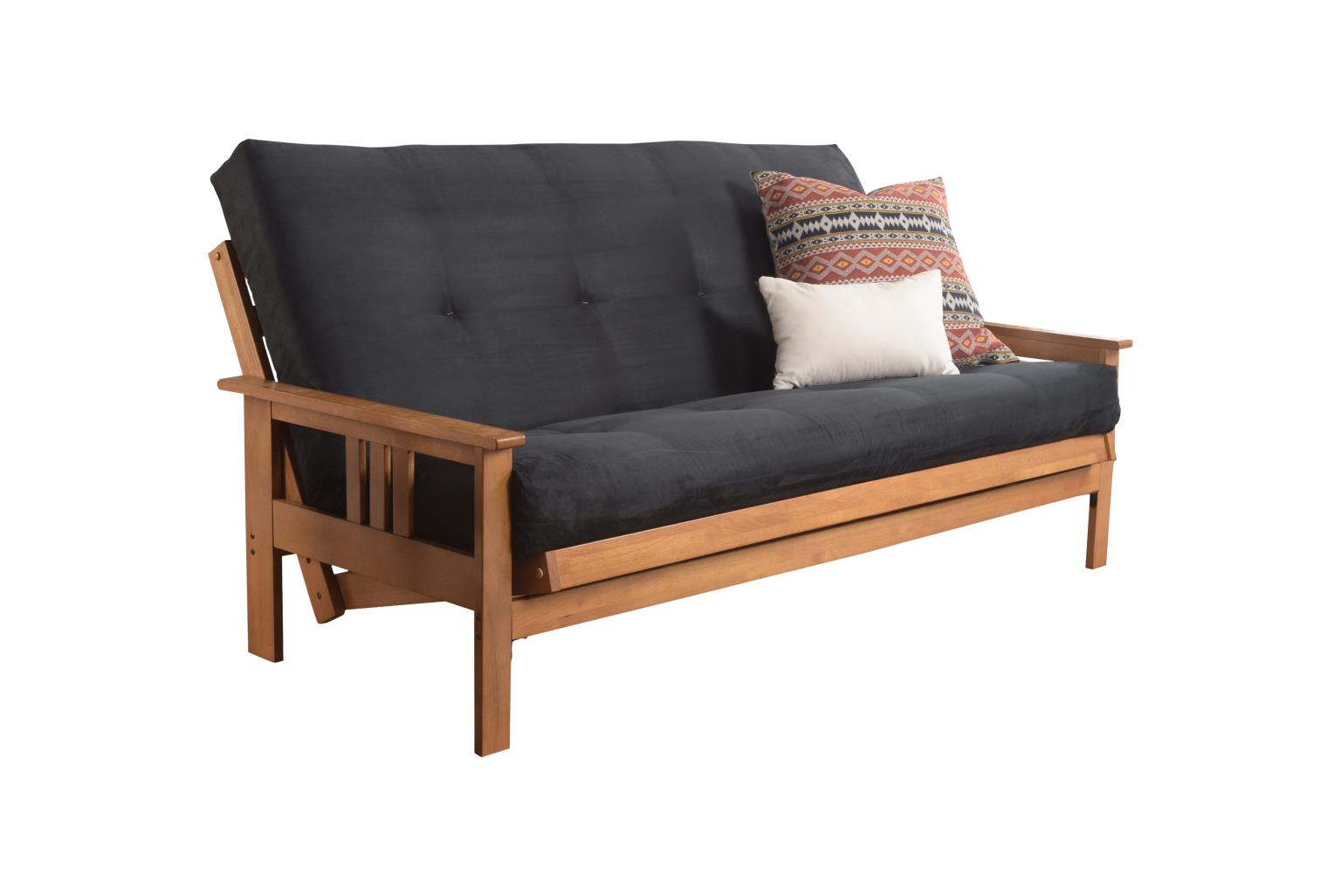 #6000 276 Coil Hinged Full-size Futon Mattress in Suede Black
