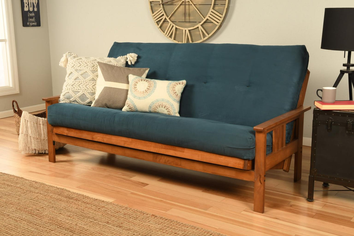 #6000 276 Coil Hinged Full-size Futon Mattress in Suede Navy