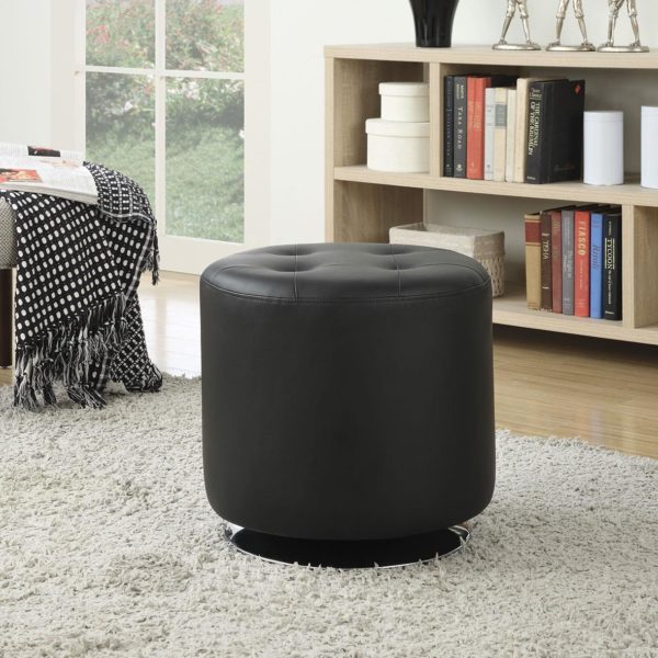 Ottoman Black Tufted Affordable Portables
